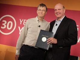 Bill Gates and Steve Ballmer commemorated Microsoft’s 30th Employee Giving Campaign- Oct. 18, 2012/ Photo Credit: Microsoft Corporation