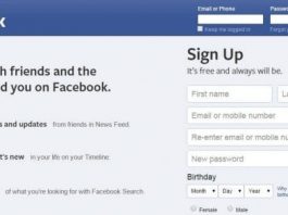Facebook Home page
