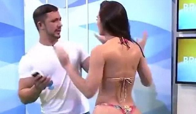 Brazilian Bikini Model Rayssa Teixeiro Melo Punches The Presenter and Storms Out