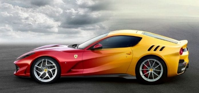 Ferrari f12tdf and Ferrari 812 Superfast side by side