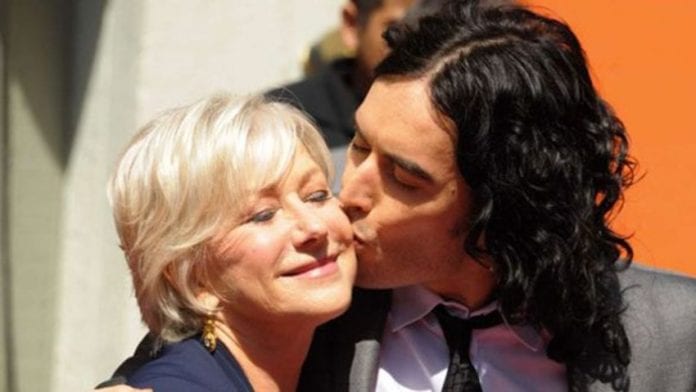 Russell Brand and Helen Mirren Kiss